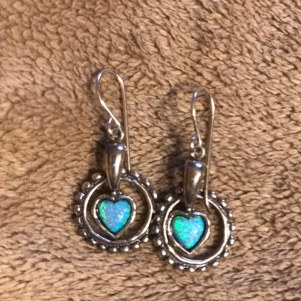 Opal like silver earrings